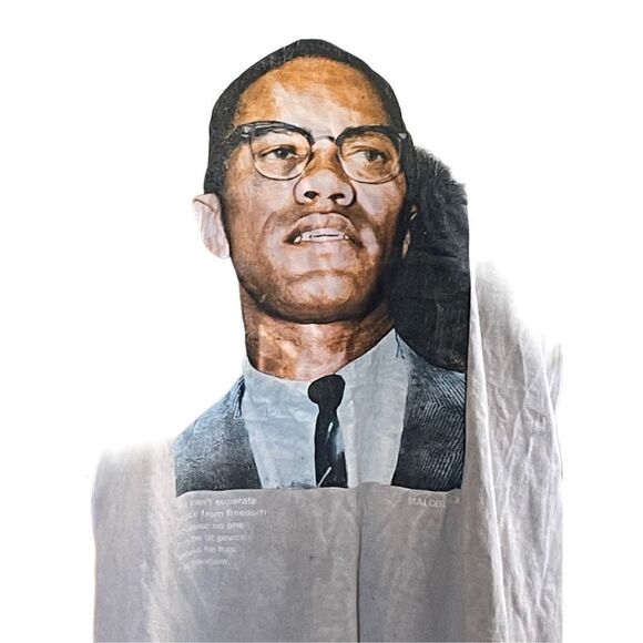 Malcolm X T-Shirt Light Gray Size Medium/Large - Picture 3 of 8